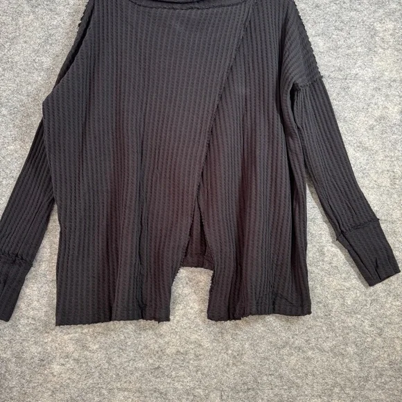 Free People Waffle Knit Boho Relaxed Fit Cowl Neck Sweater Size Small - Picture 11 of 16